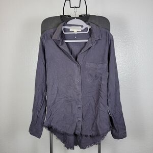 Cloth & Stone Anthropologie Shirt Grey 100% Tencel Button-Down Size S‎